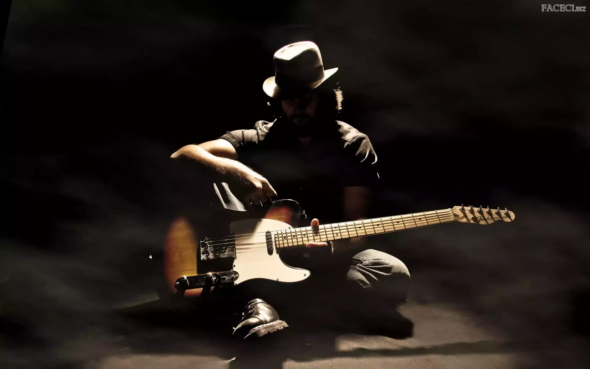 Kapelusz, Muzyk, Mężczyzna, Gitara