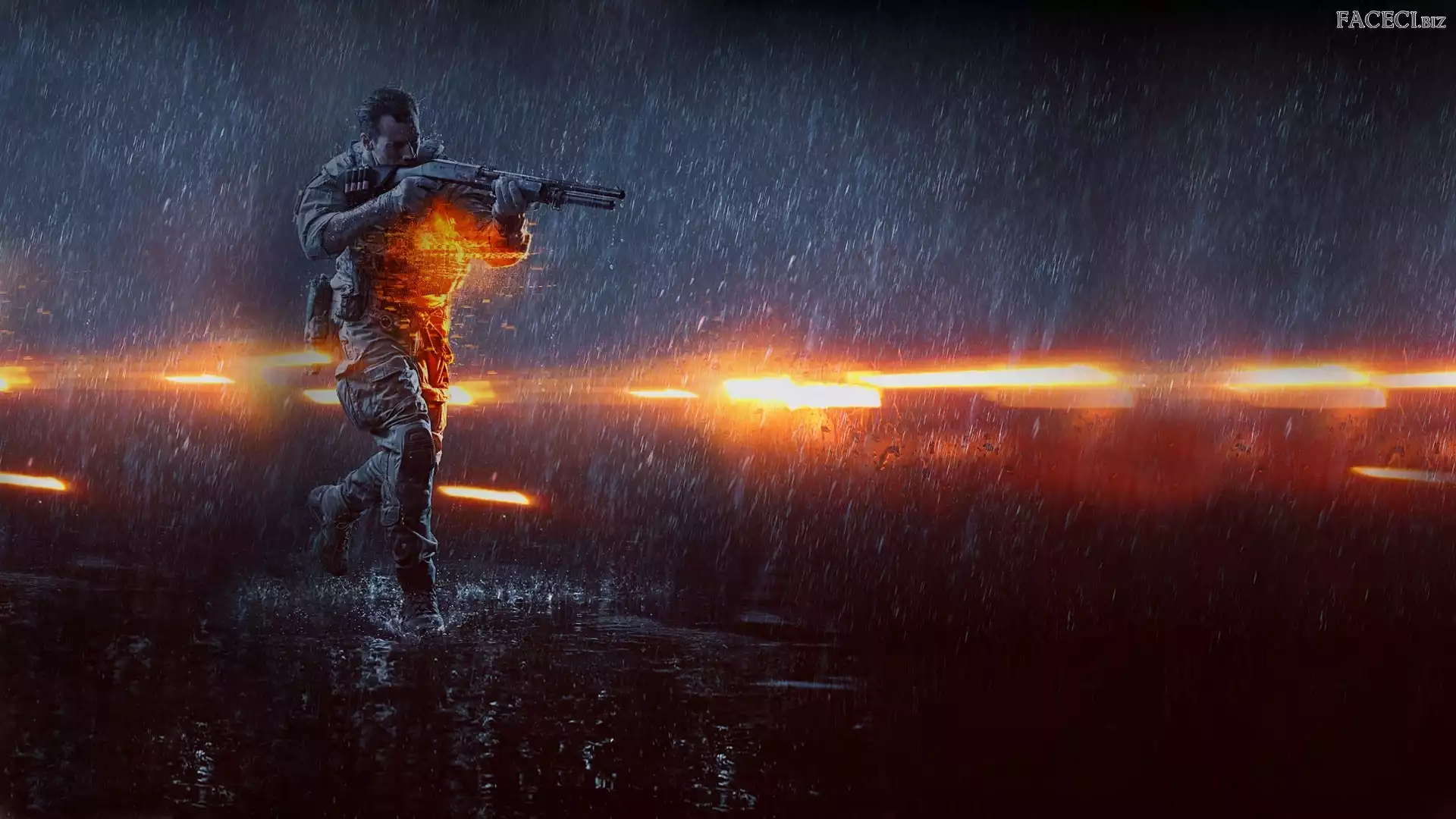 Żołnierz, Deszcz, Battlefield 4, Daniel Recker